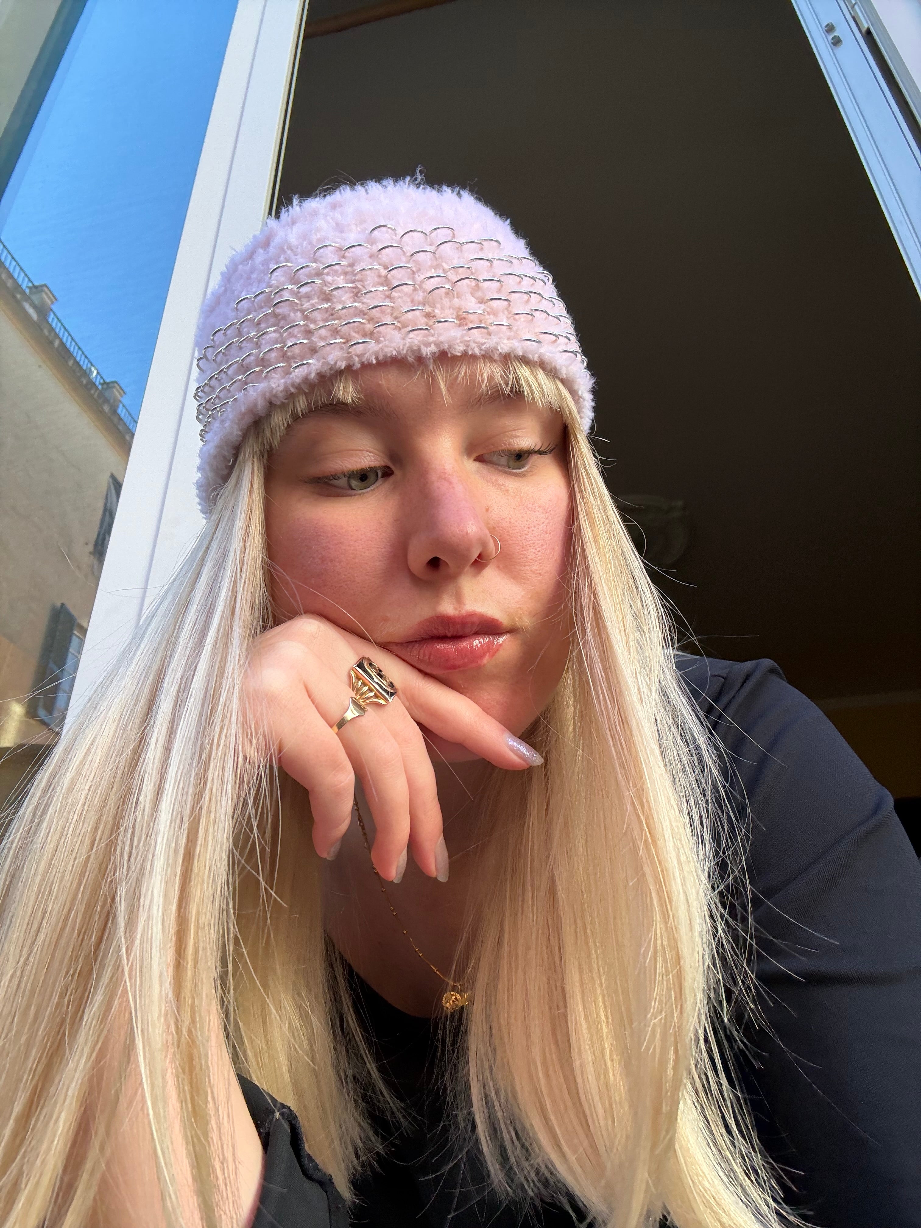 Silver Rose Fluffy Headband